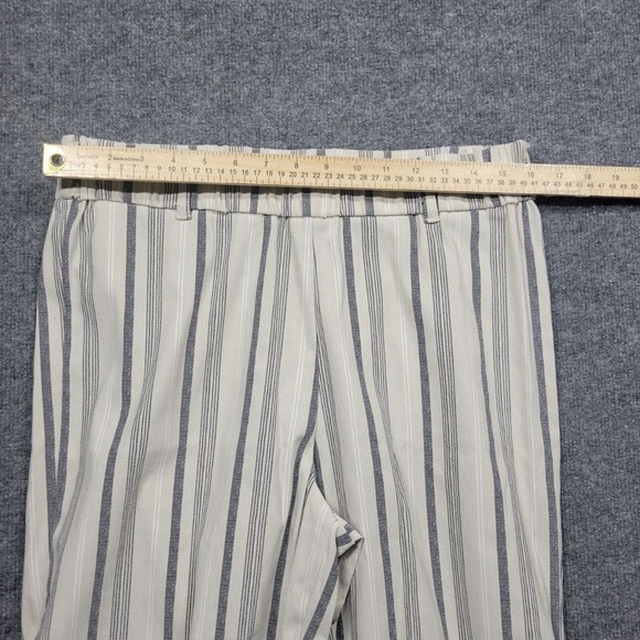 Zac & Rachel Pants Womens 12 Beige Gray Striped Wide Leg Pull On Casual Trousers - Picture 5 of 8
